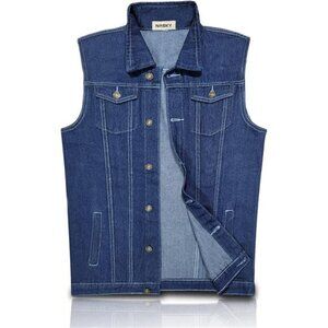 Sleeveless Denim Vest Men Retro Ripped Jean Jacket